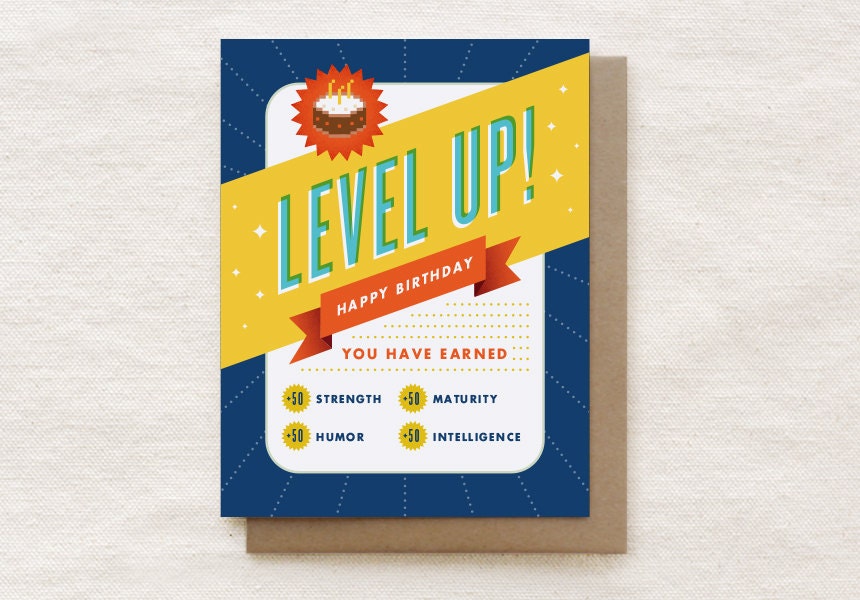 Funny Birthday Card Level Up Birthday