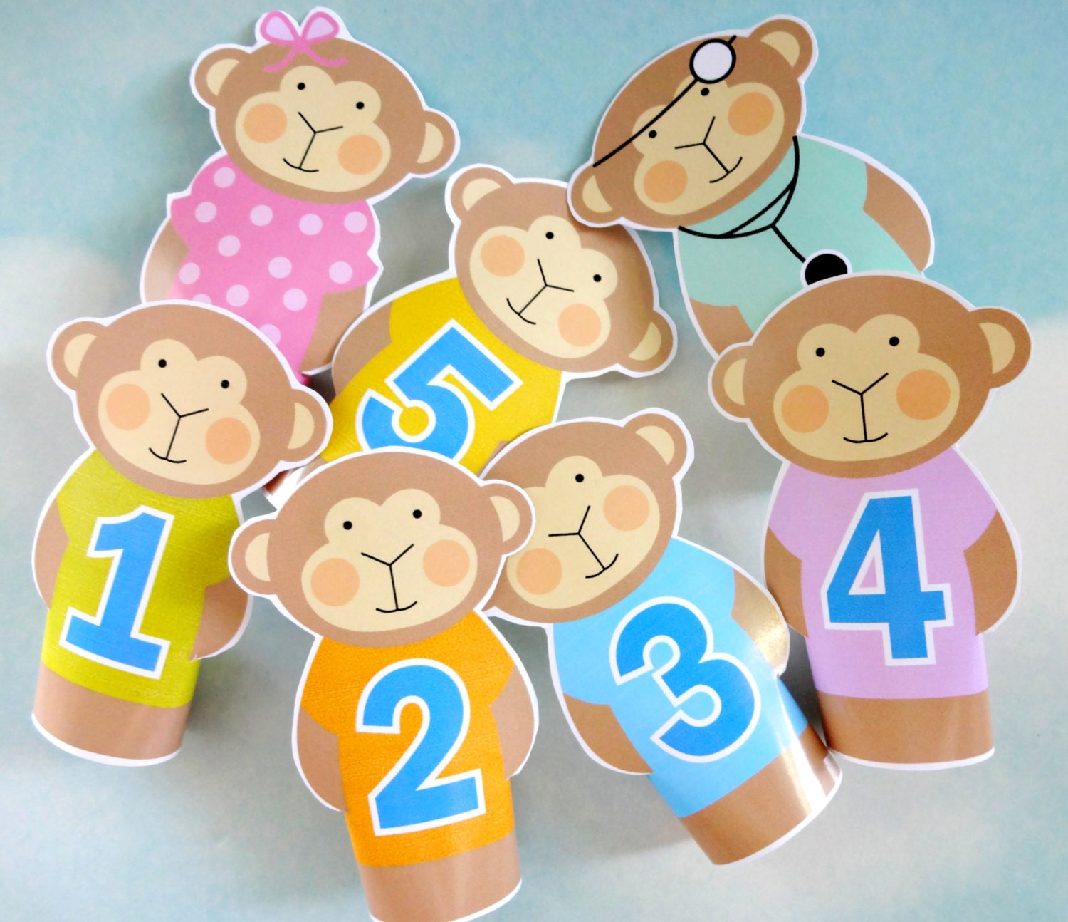 Five Little Monkeys Finger Puppets Printable