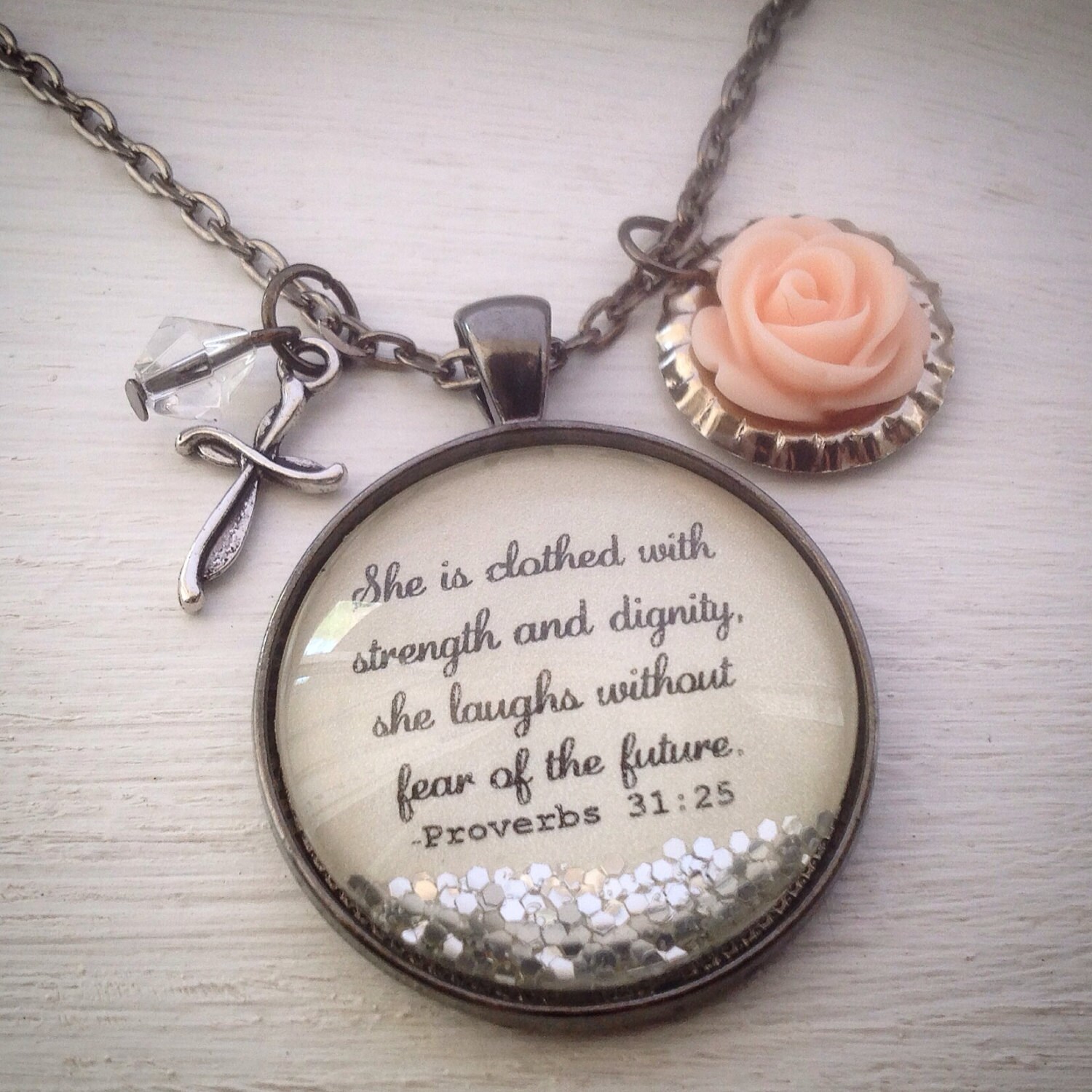 Proverbs 31 necklace bible verse necklace She is clothed in