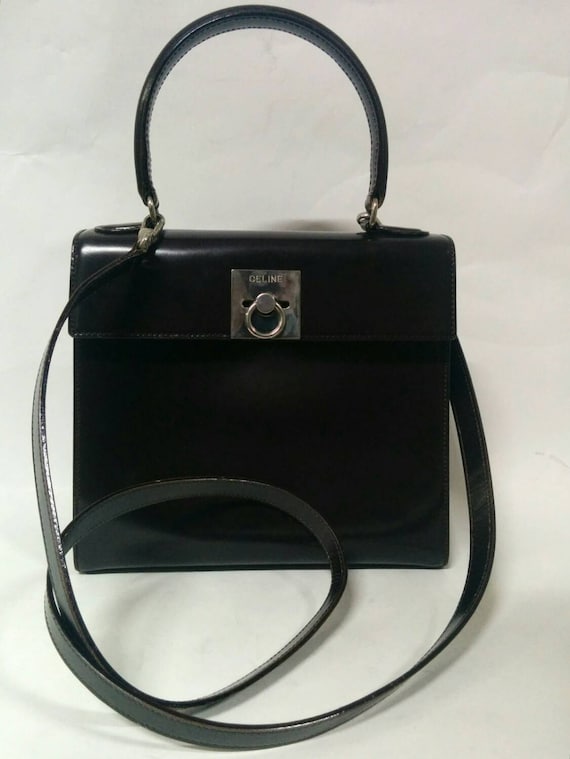 536 Vintage CELINE Patent Leather Brown 2way bag by CharmOfVintage  
