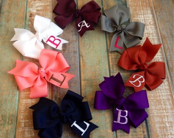 Monogram hair bows, Embroidered hair bows, Hair bows, Girls hair bows, Toddler hair bows, Infant hair bows, Personalized hair bows