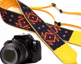 Native American (inspired) Camera strap. Southwestern Ethnic Camera strap. DSLR / SLR Camera Strap. Camera accessories.