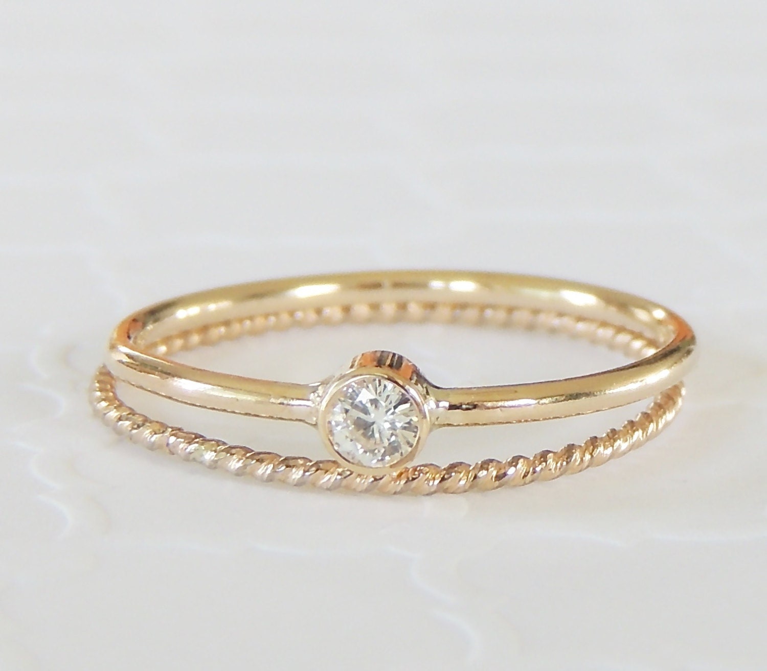 Stackable Rings 14k Gold Rings Moissanite Rings by Luxuring