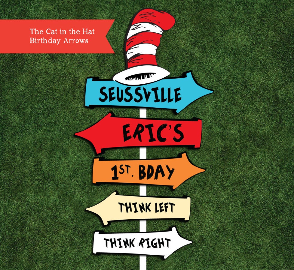 Dr Seuss inspired personalized arrow sign by PartyPopPrints