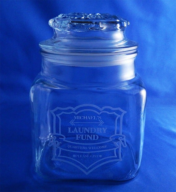 Personalized Laundry Fund Change Jar Quarters Money Jar