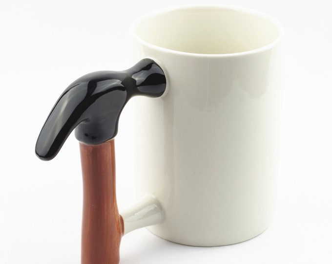 Creative Novelty Hammer Handle Stoneware High Capacity Coffee Mug White 15 oz. 450ml