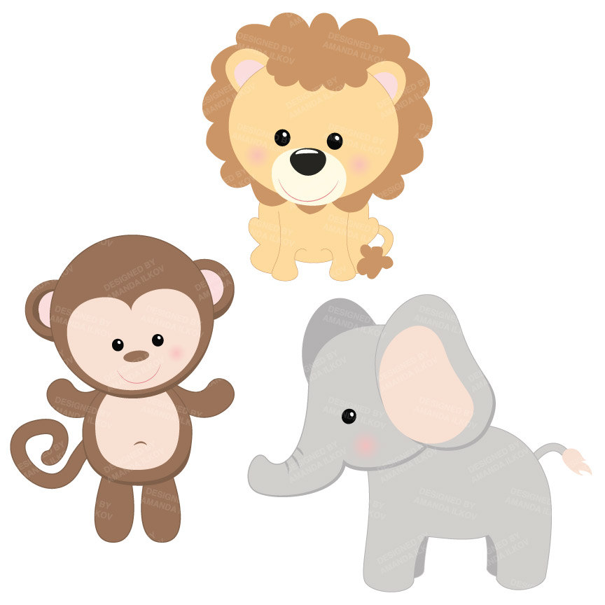 Download Professional Baby Jungle Animals Clipart & Vector Set Baby