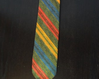 Vintage Men's Fabrini Multi Colored Striped Necktie