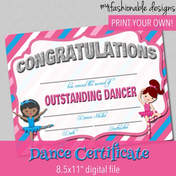 Dance Certificate Dance Award Ballet Certificate Instant