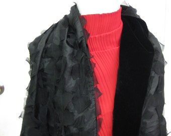 Black Floral Chiffon Scarf
