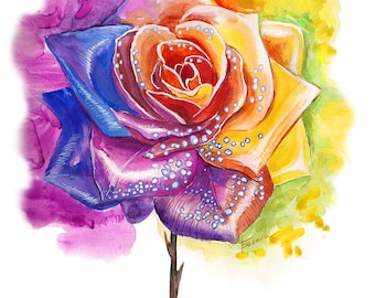 Rose Watercolor Painting Floral watercolor Flower painting watercolor flowers , original watercolor painting