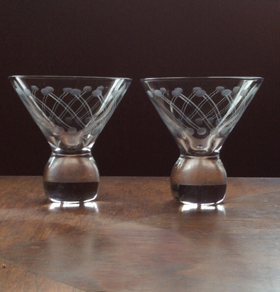 Vintage Small Cocktail Glasses Stemless Martini Whiskey