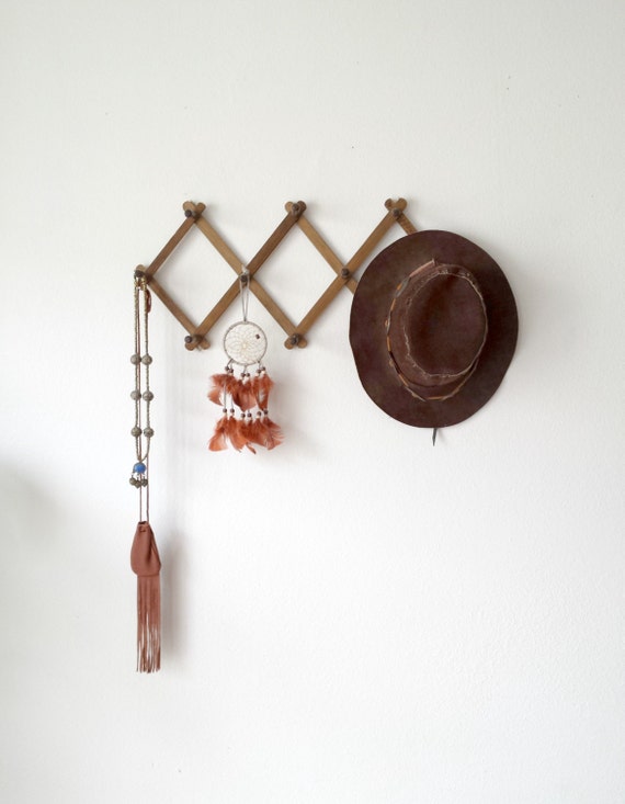 Vintage Wooden ACCORDION HOOK Peg Wall by ShopDustandDiamonds