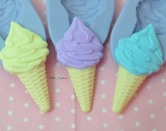 MOULD ICE CREAM cone 5.0 cm flexible silicone 3d Gelato miniature dollhouse charm kawaii polymer clay jewelry resin soap plaster ST178