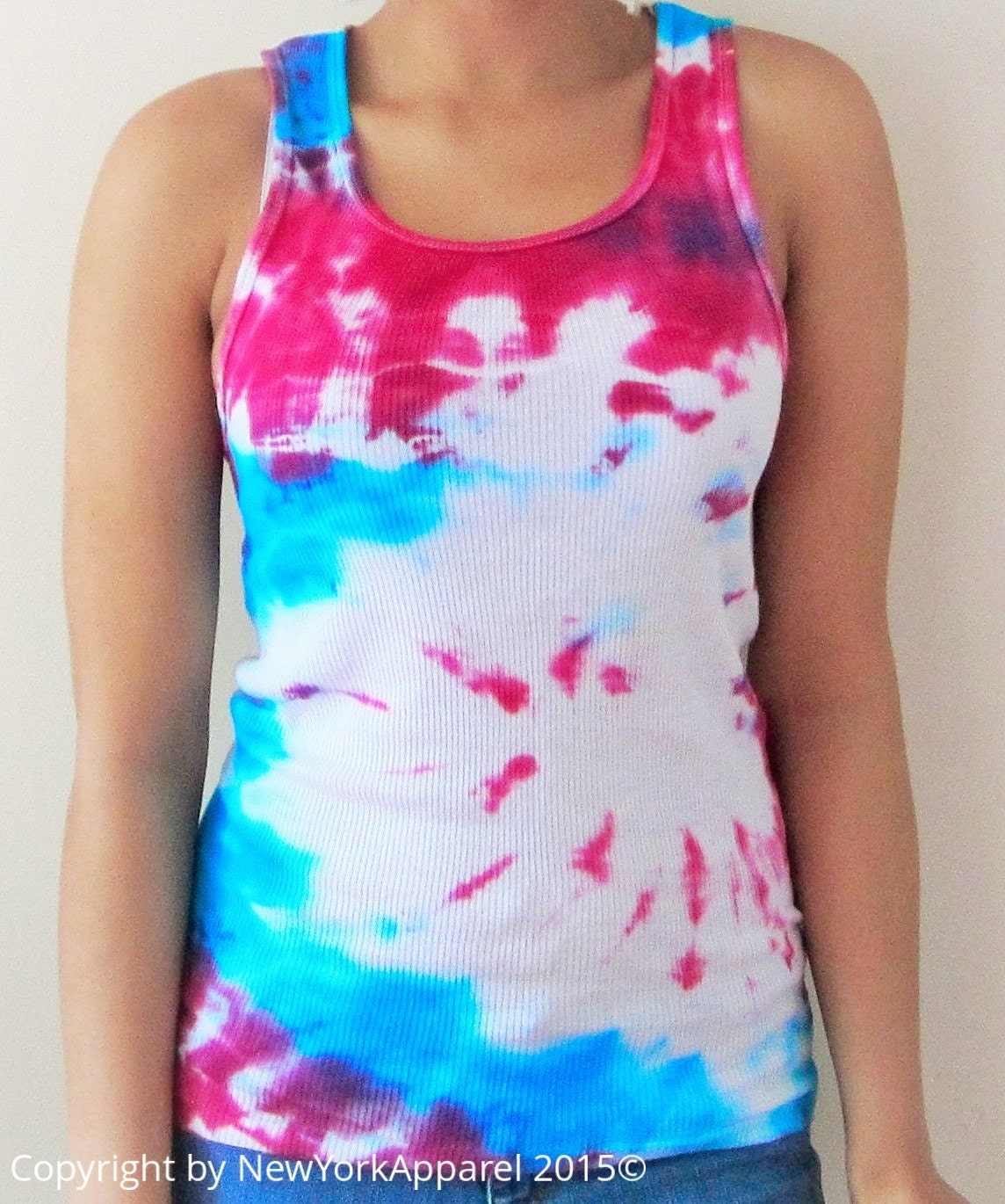 Cotton Candy Blue and Pink Tie Dye Tank Top by NewYorkApparel