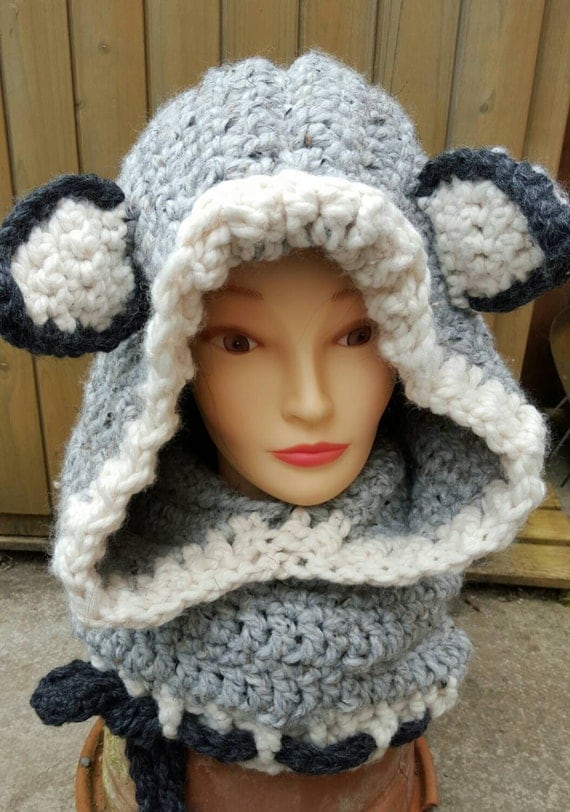 Items similar to Woodlynn wolf hooded cowl crocheted from ...