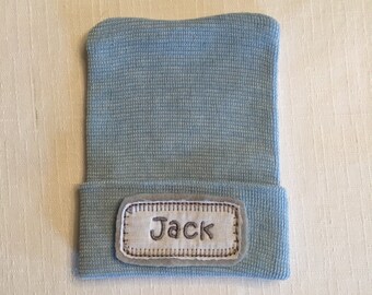 Personalized Hospital Hat - Newborn Boy Hospital Hat - Baby Boy Hospital Hat - Newborn Hat with Name