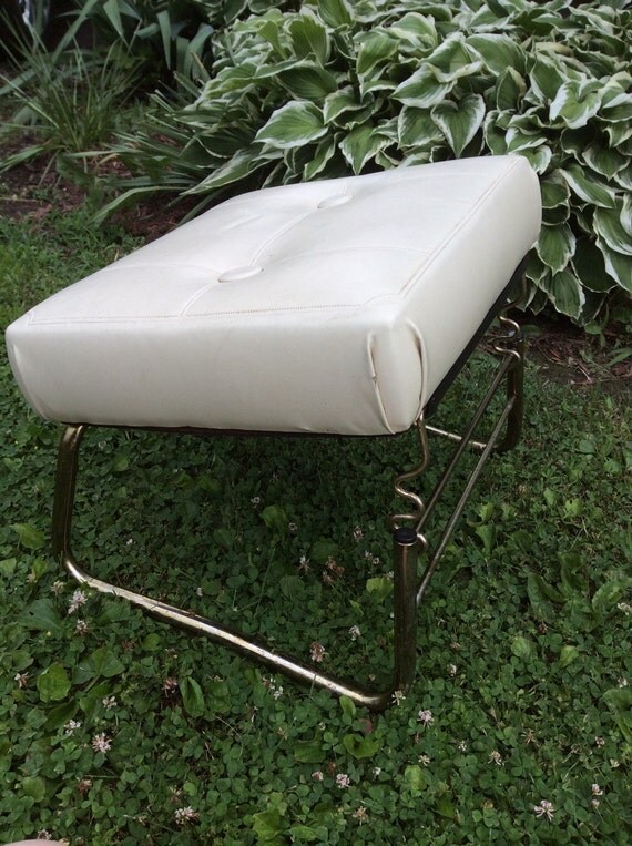 Vintage Pearl Wick Adjustable Ottoman Footrest Hassock