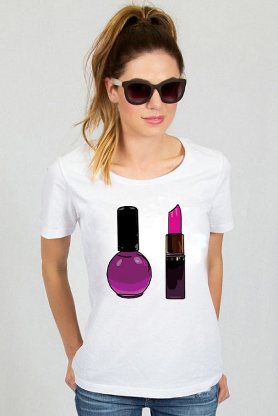 Items similar to Lipstick & Nail Polish Tshirt (15006) on Etsy