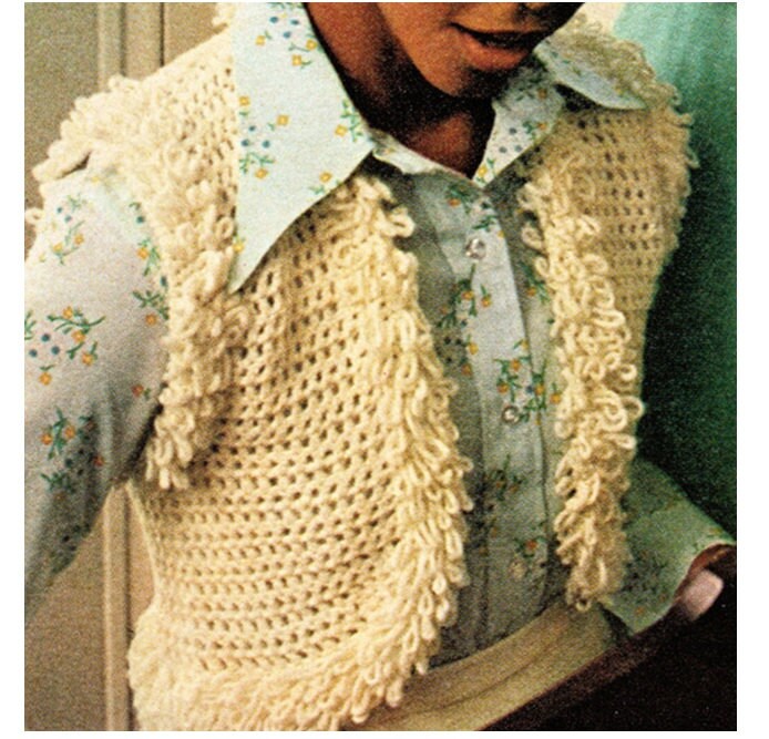 Crochet Pattern Vintage 70s Hippie Crochet Vest