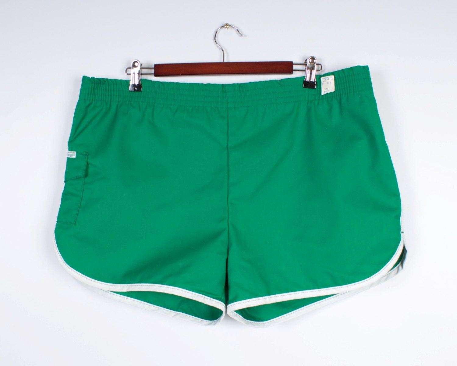 New 70s 80s Men Running Shorts Green Vintage Beach Shorts