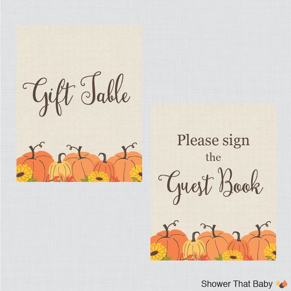 Printable Pumpkin Baby Shower Table Signs SIX by ShowerThatBaby