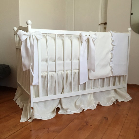Ivory and white crib bedding set /// Crib bedding Nursery