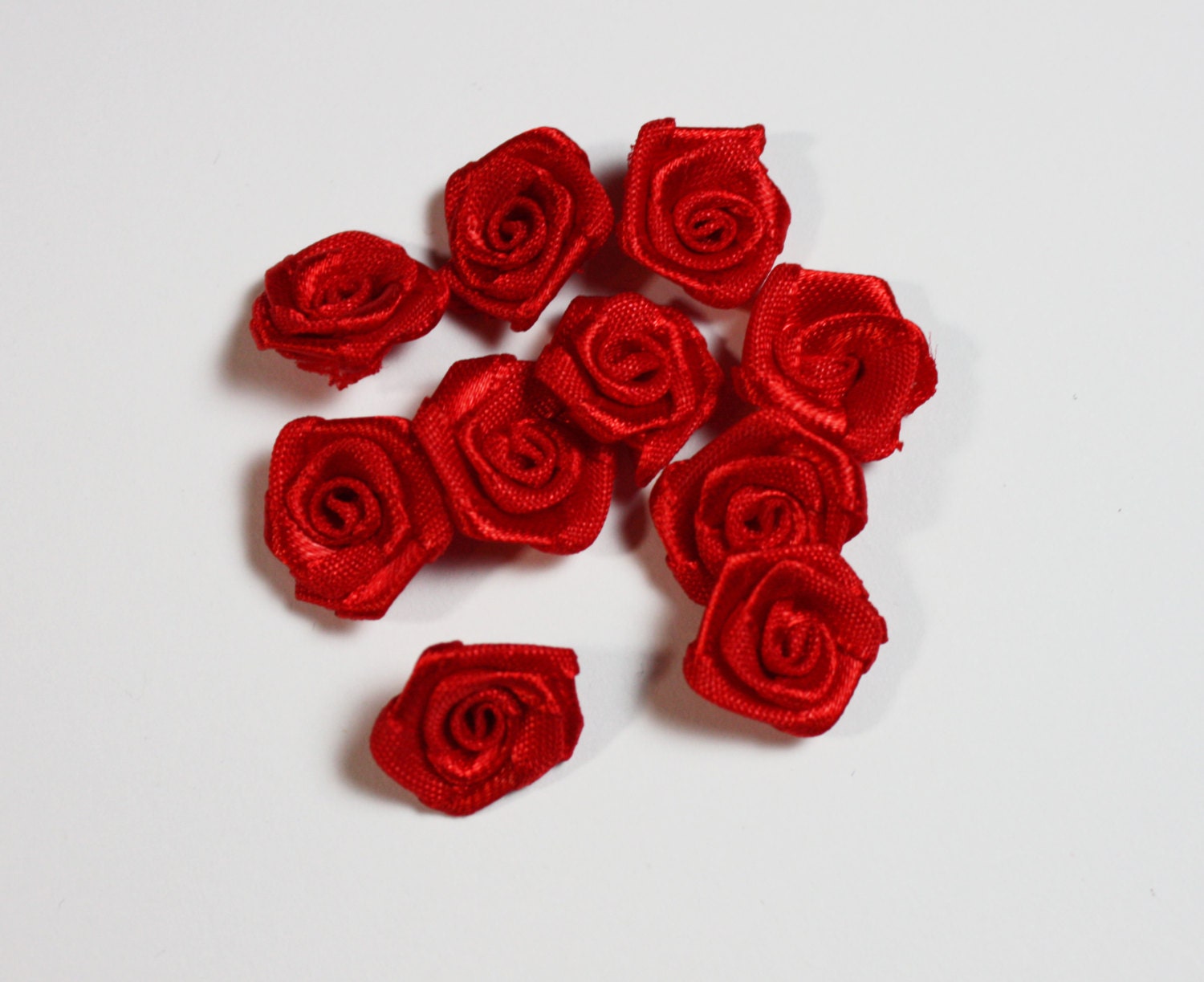 Satin Red Mini Roses Miniature Craft Ideas Ribbon Flower