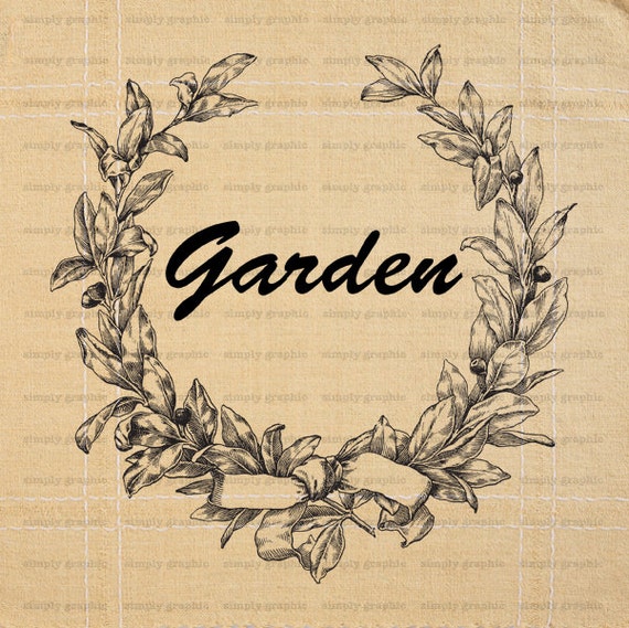 Garden Decor Script Font Sign Laurel Wreath by SimplyGraphicStore
