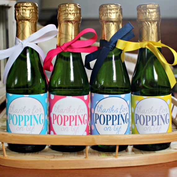 Mini Champagne Bottle Labels Bridal / Baby Shower Favor