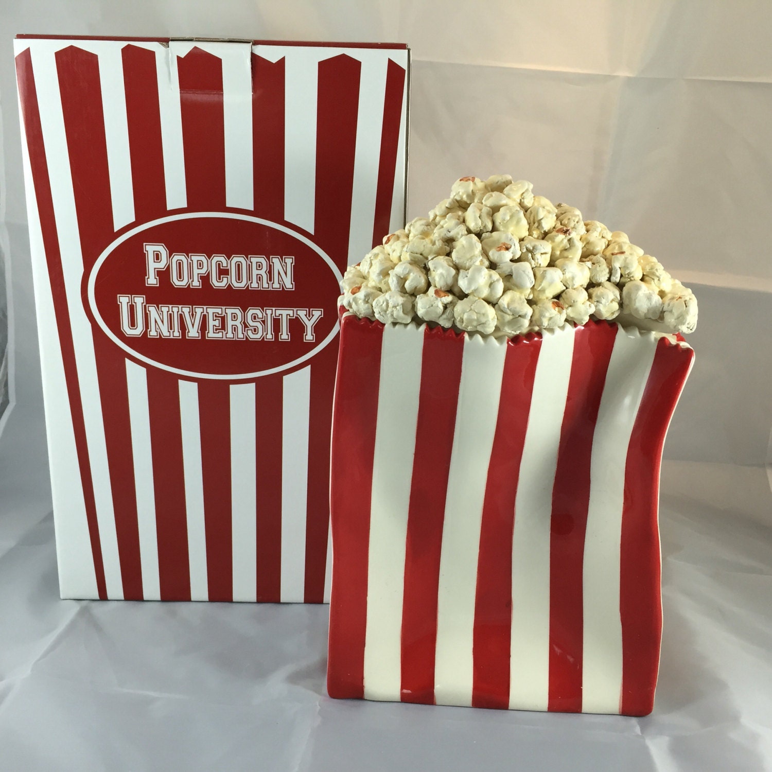 Ceramic Popcorn Art Sculpture and Container with Removable