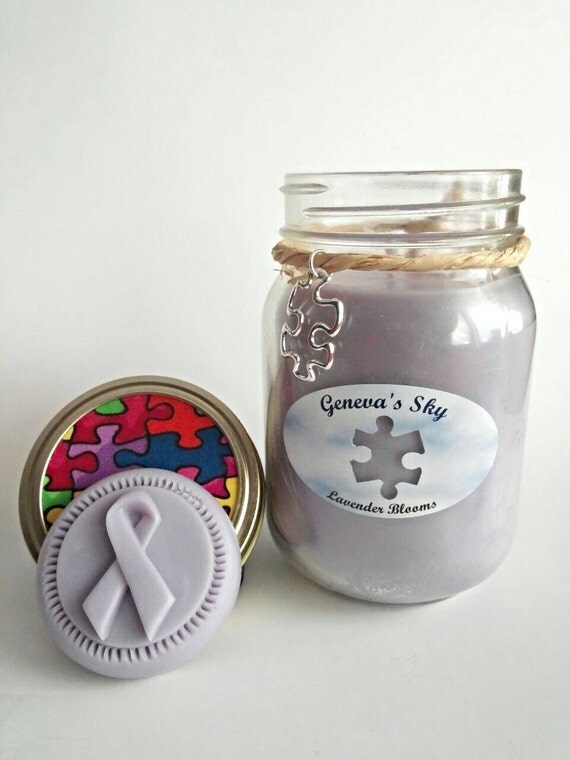 Jar candle Autism awareness autism mom autism gift by GenevasSky