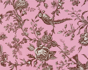 Jennifer Paganelli Sis Boom OOP Fabric for Free Spirit - Girlfriends - Floral Vine Toile D1347-619 in Pink/Brown - One Yard