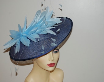 Light Navy & Pale Blue round saucer hatinator by Hats2go