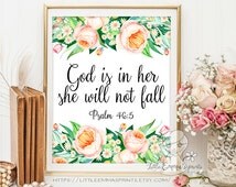 Bible Verse wall art Scripture print Christian wall decor Psalm 46:5 ...