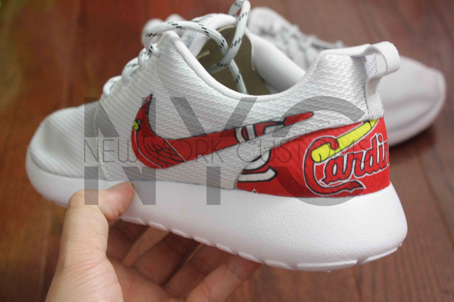 Nike Roshe Run Grey White St. Louis Cardinals Custom Men