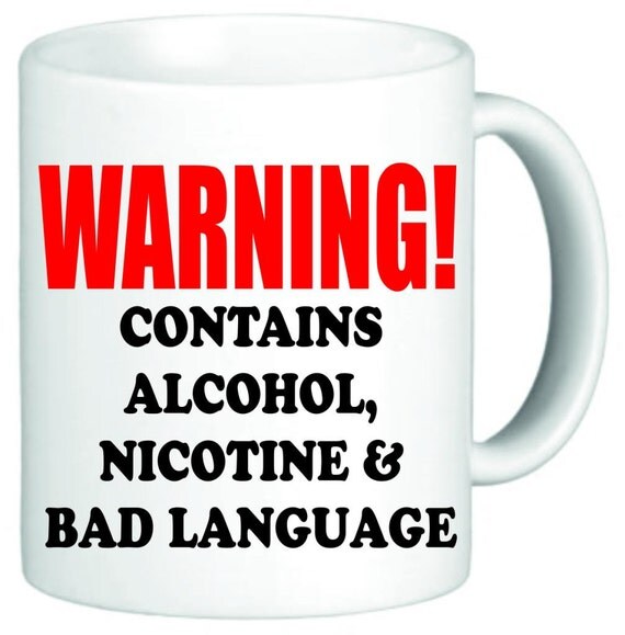 Warning Contains Alcohol Funny Novelty Mug Cup Gift by FLEXIPRINT