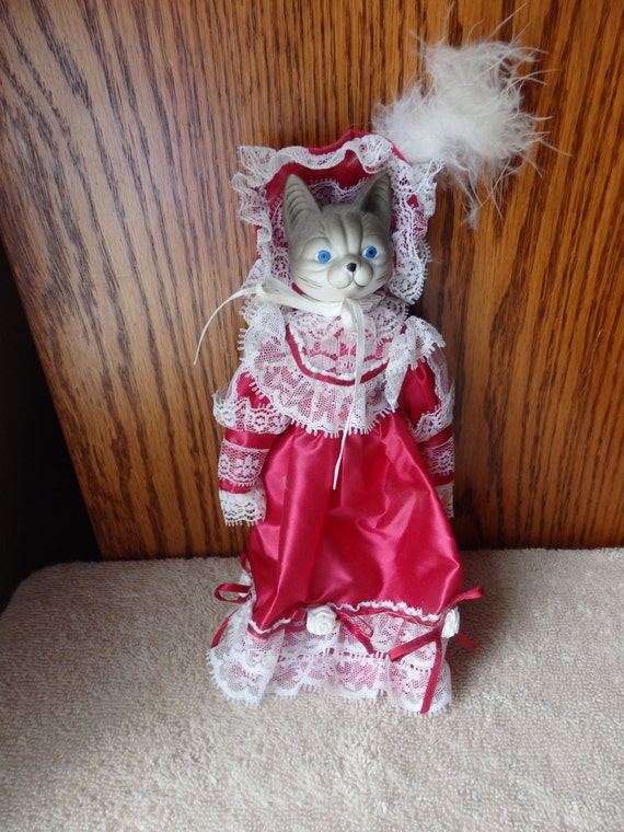 Porcelain Doll Collectible Vintage Cat/Doll Unique 8 inches in
