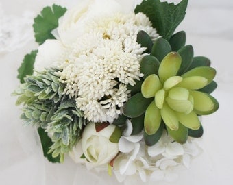 Mix Hydrangea Berry Succulents Plant Ranunculus Wedding Bouquet