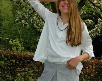 Blue white skirt of vintage fabric
