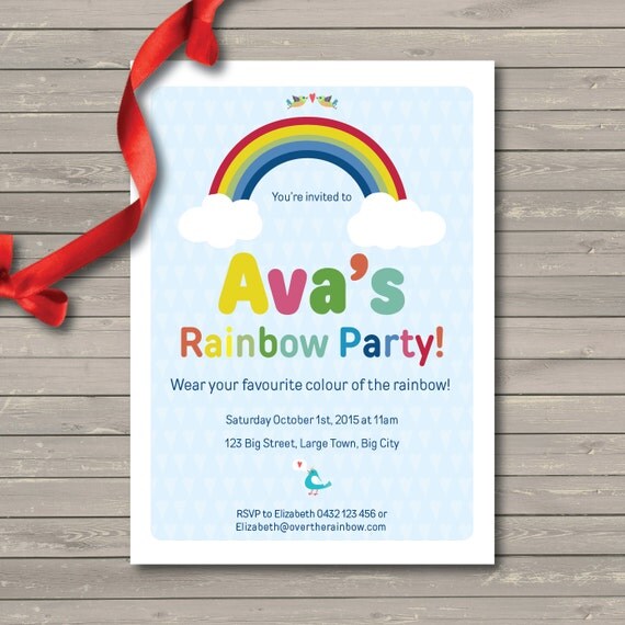 Items similar to DIY Custom Printable Rainbow Birthday Party Invitation
