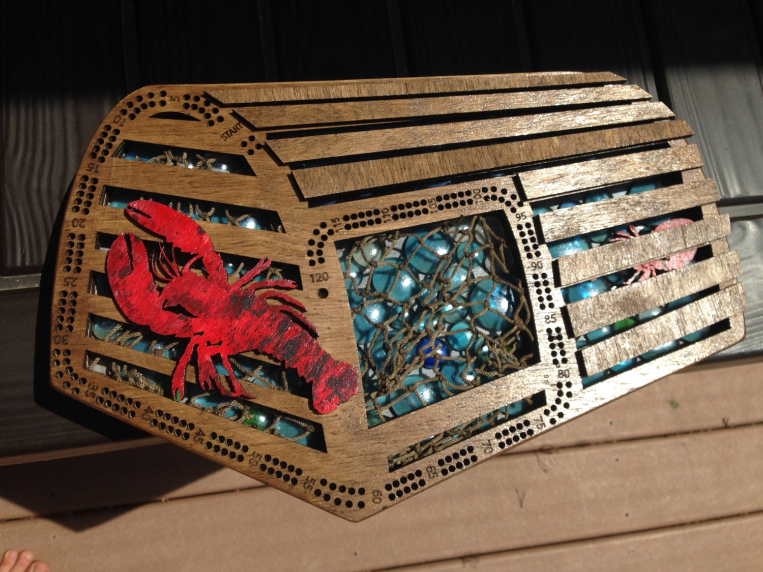 Maine lobster trap custom cribbage board