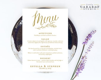 DIGITAL Wedding Menu Calligraphy PRINTABLE Wedding Menu Custom Wedding Menu - Little Carabao Studio - #PC107