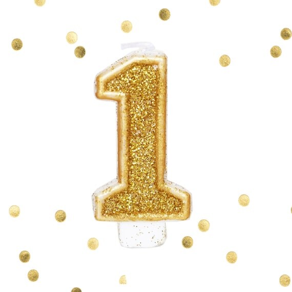 Gold Glitter Birthday Candle Number 1 One Gold & by LePetitPain