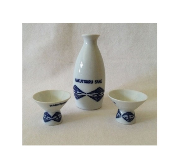 Vintage Japanese Porcelain Hakutsuru Sake Rice Bottle Decanter