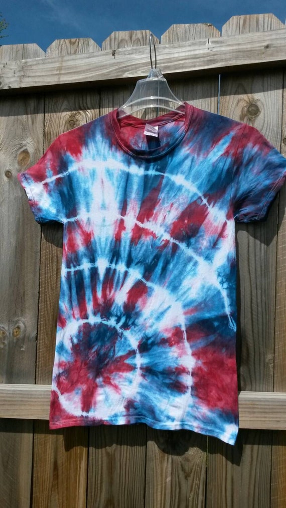 Tie Dye Shirt Red White and Blue Tie Dye by MessyMommasTieDyes