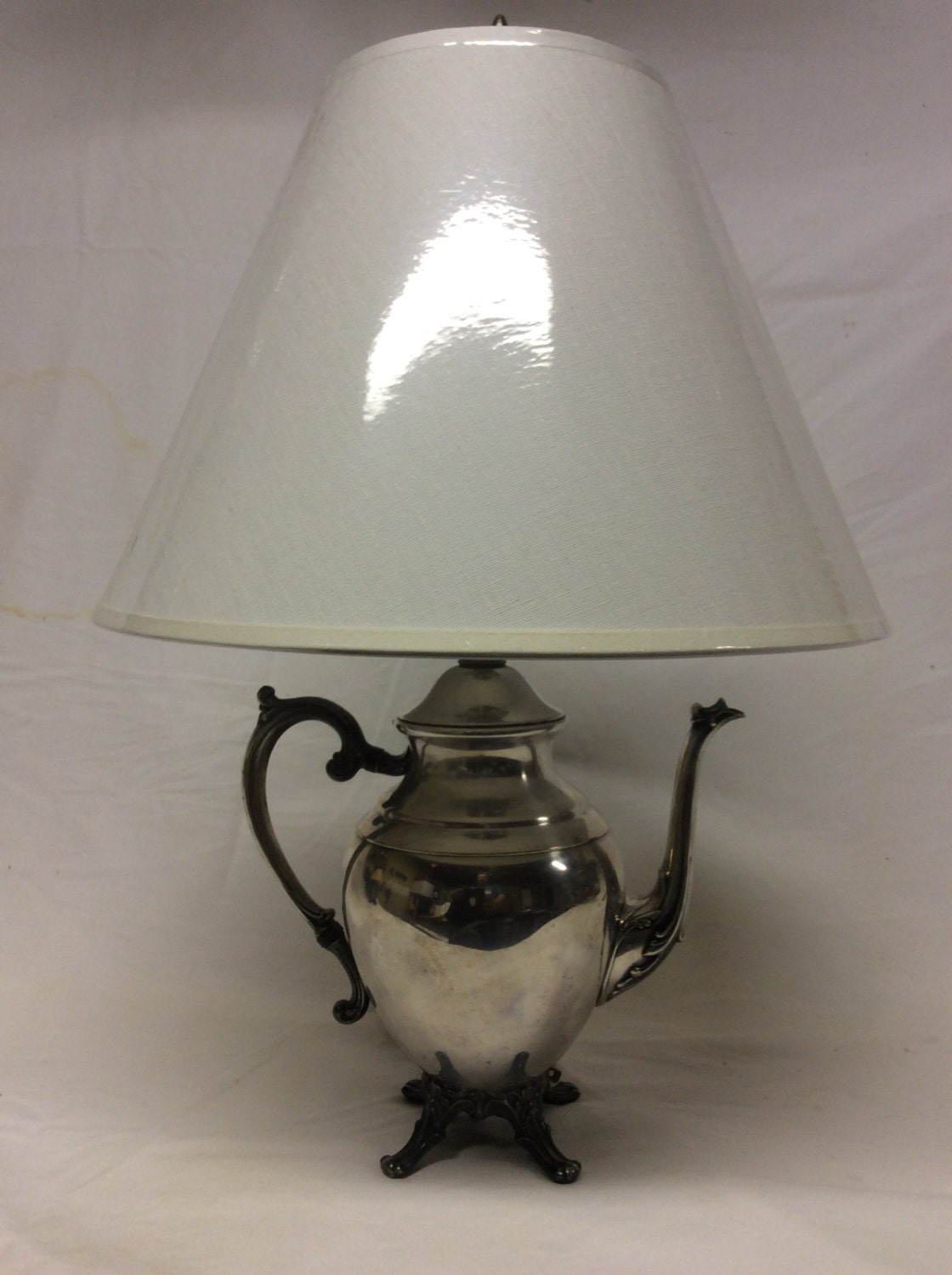 Vintage Silver Teapot Lamp