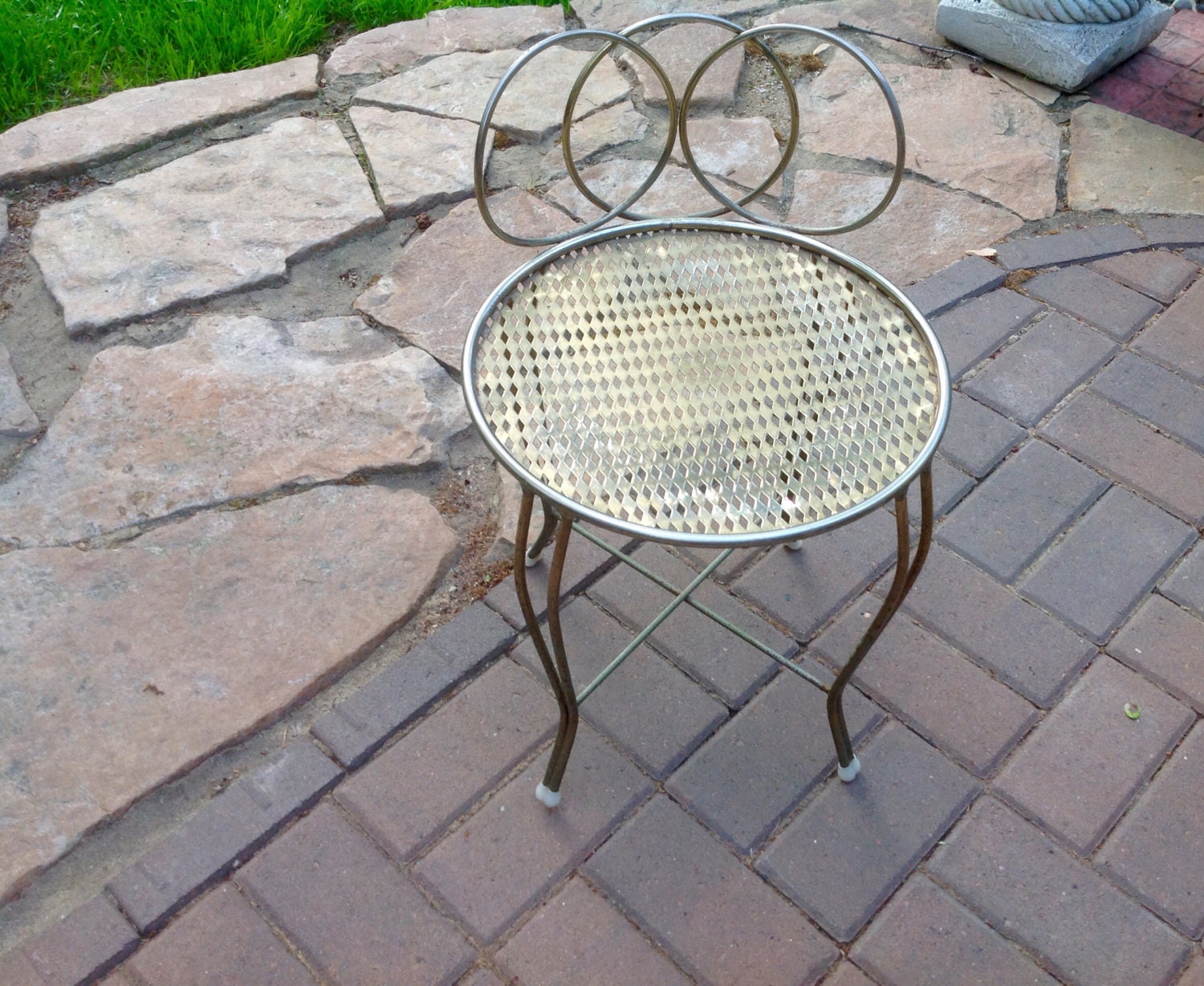 Vintage Gold Metal Vanity Chair Bathroom Decor