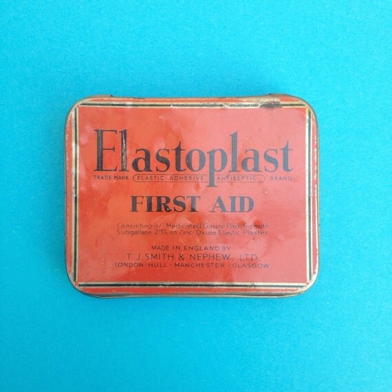 Vintage Elastoplast Orange First Aid Tin Rustic by TheFidorium
