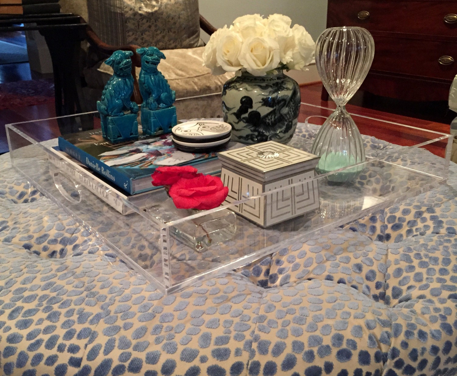 Clear Acrylic Lucite Large Serving or Display Tray With